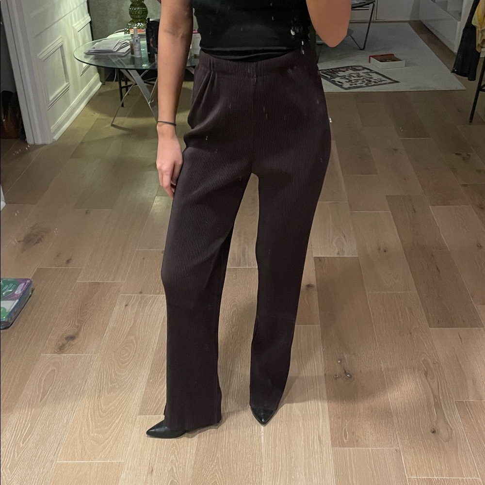 Issey Miyake Dark Brown Ribbed Pants